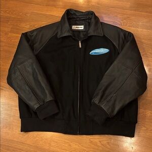 Boeing 787 Dream Liner Airplane Leather Bomber Jacket Sz 2XL